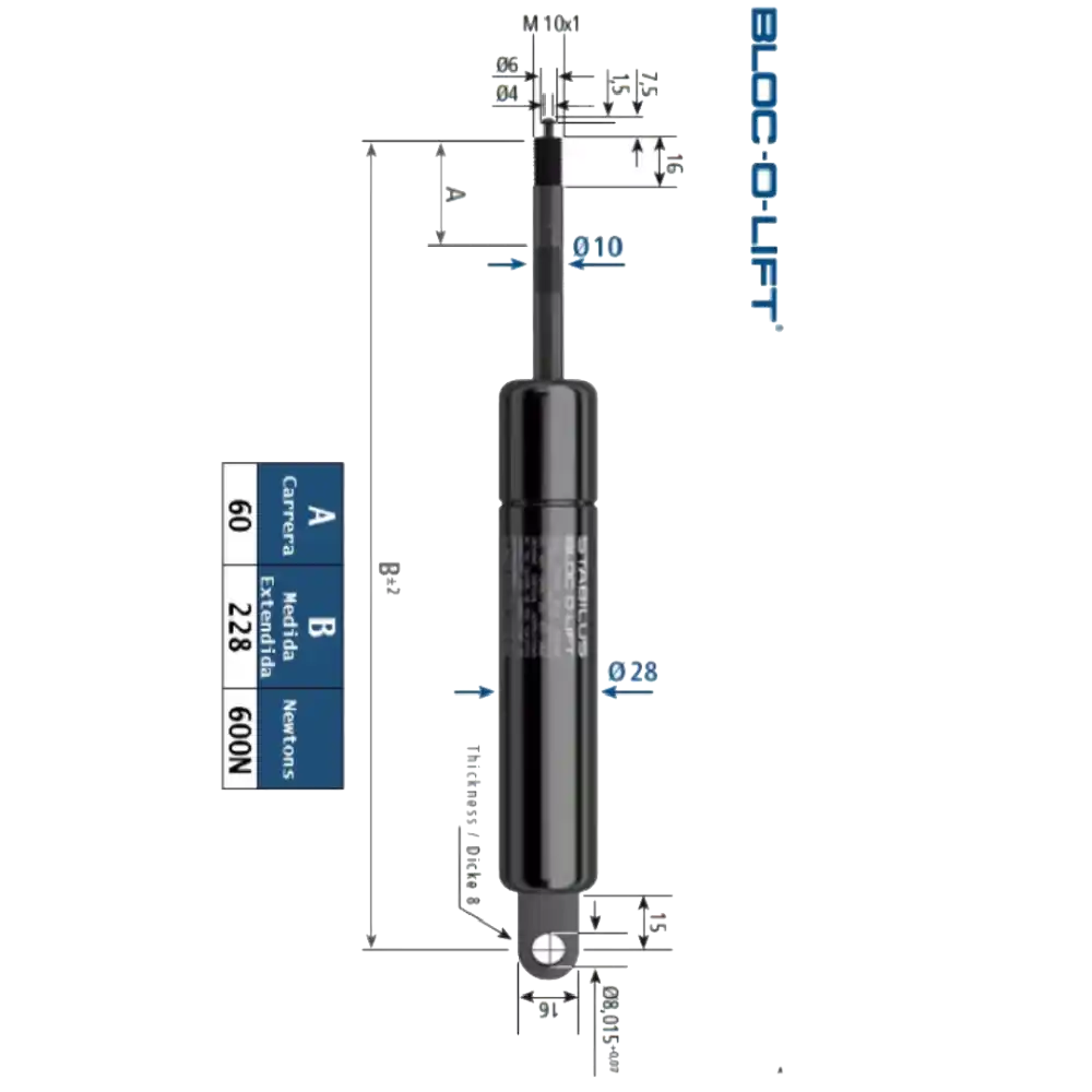 Amortiguador  LIFT-O- MAT  /  Stabilus - MOD 192848