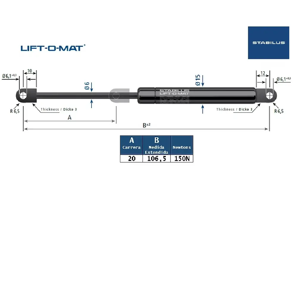 Resorte de gas gabinete